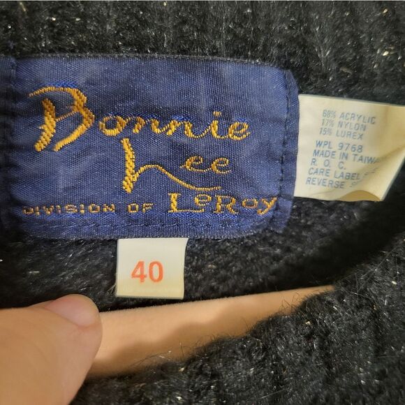 Vintage Bonnie Lee Division Of Leroy Black Star Moon Sweater, Eu Size 40 US L - Picture 8 of 9